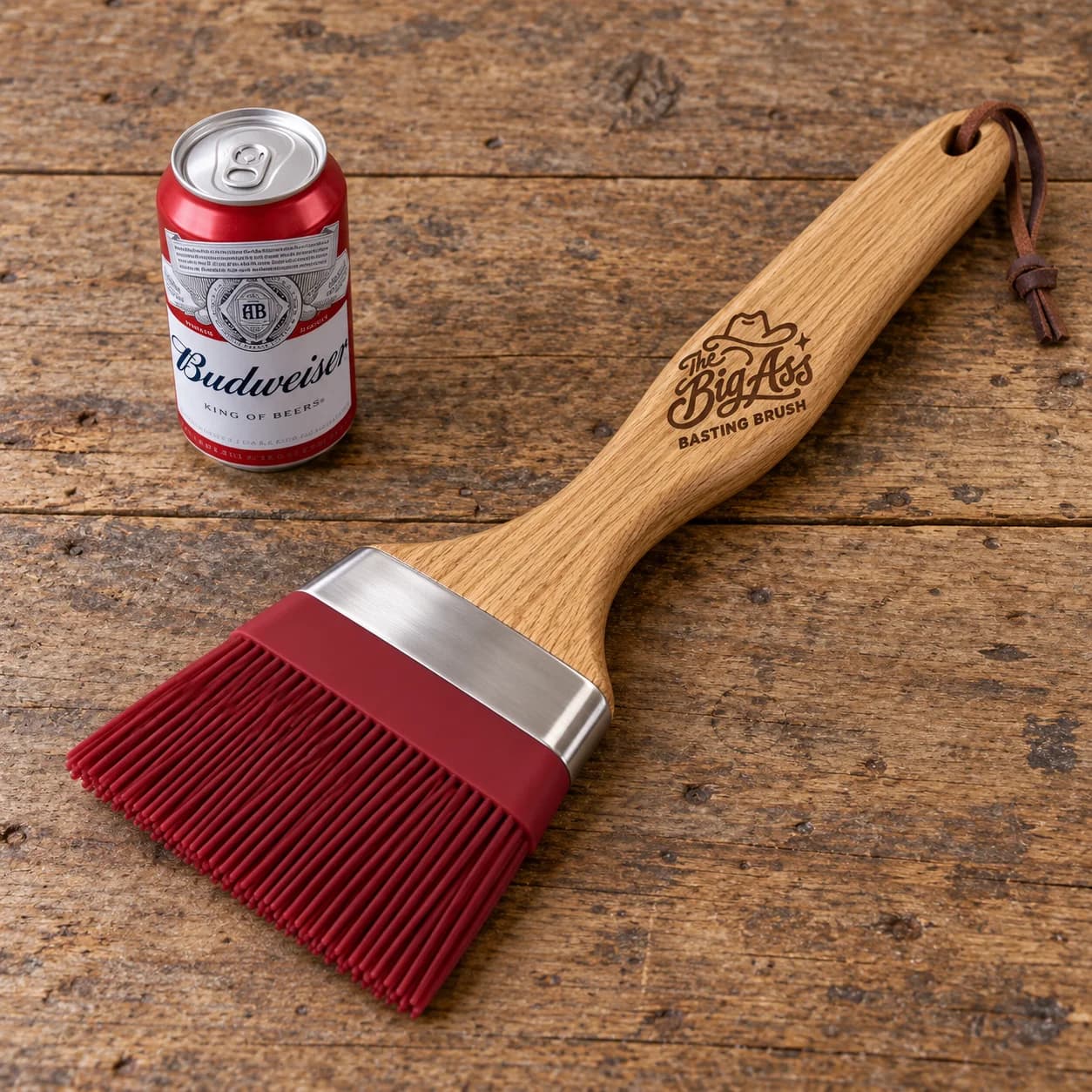 Wide Big Ass Basting Brush with long wooden handle.