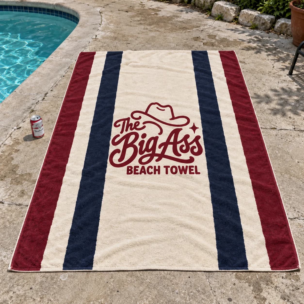 Large Big Ass Beach Towel with Western lettering.