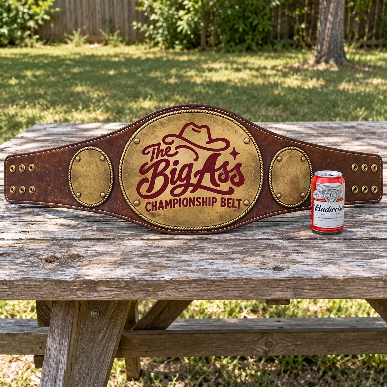 Huge Big Ass Championship Belt with decorative center panel.