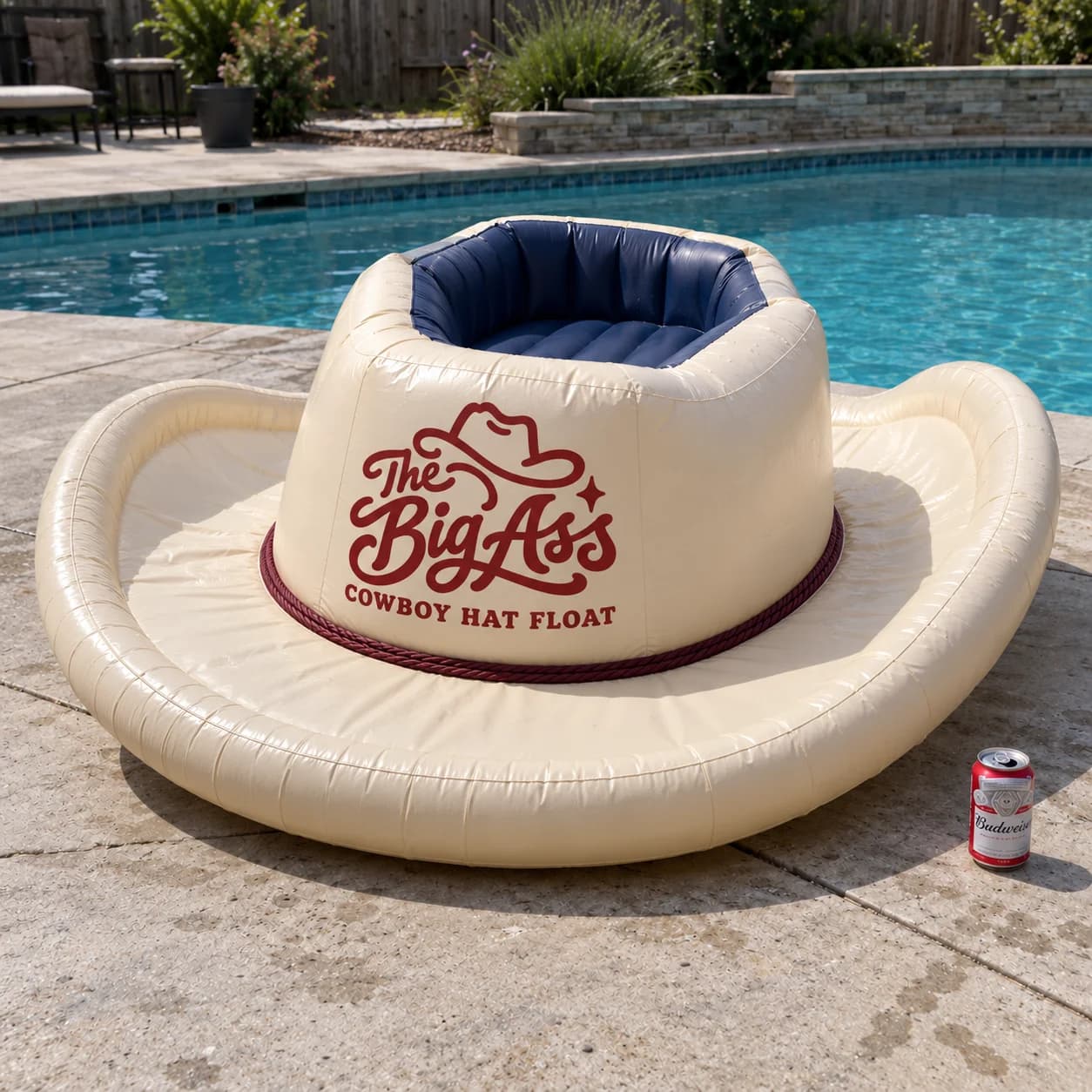 Large cowboy-hat-shaped Big Ass float with recessed center.