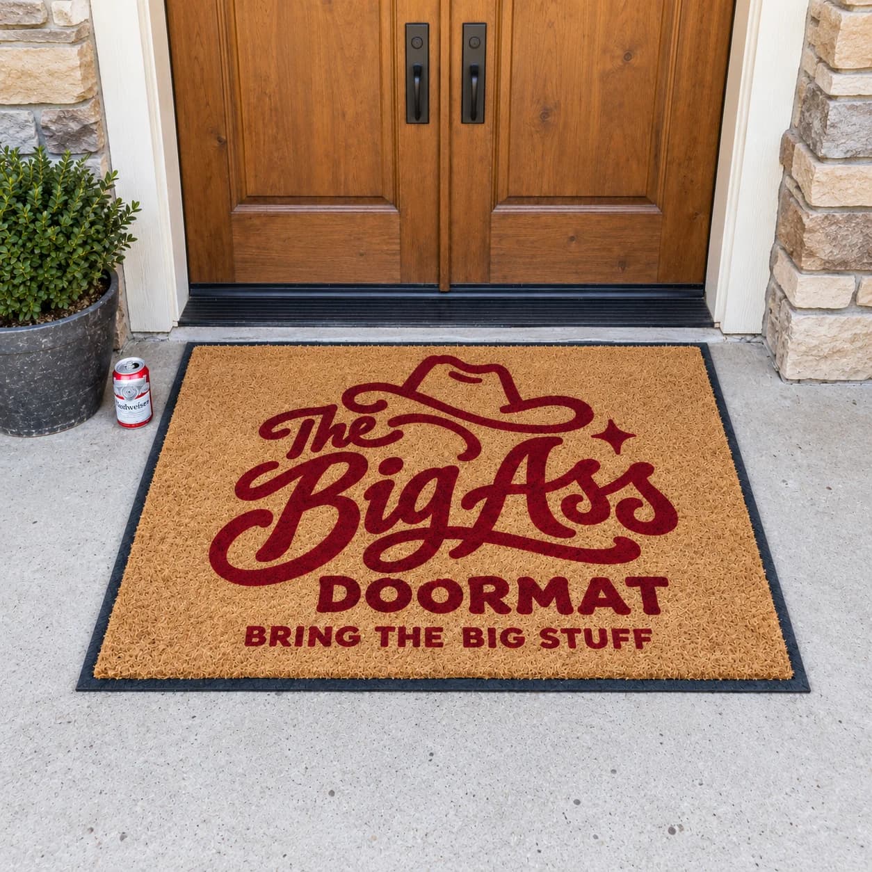 Wide Big Ass Doormat with bold greeting lettering.