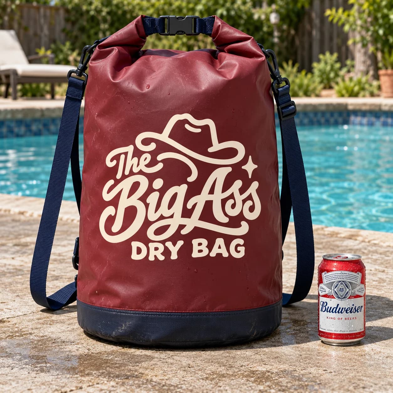 Large Big Ass Dry Bag with rolled top and buckle closure.