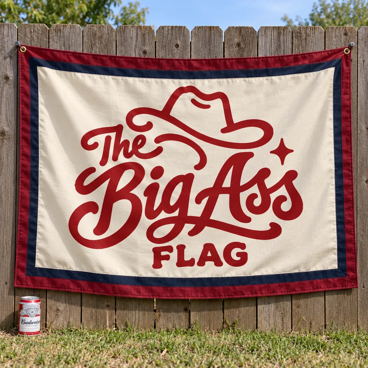 Large Big Ass Company flag with original branded artwork.