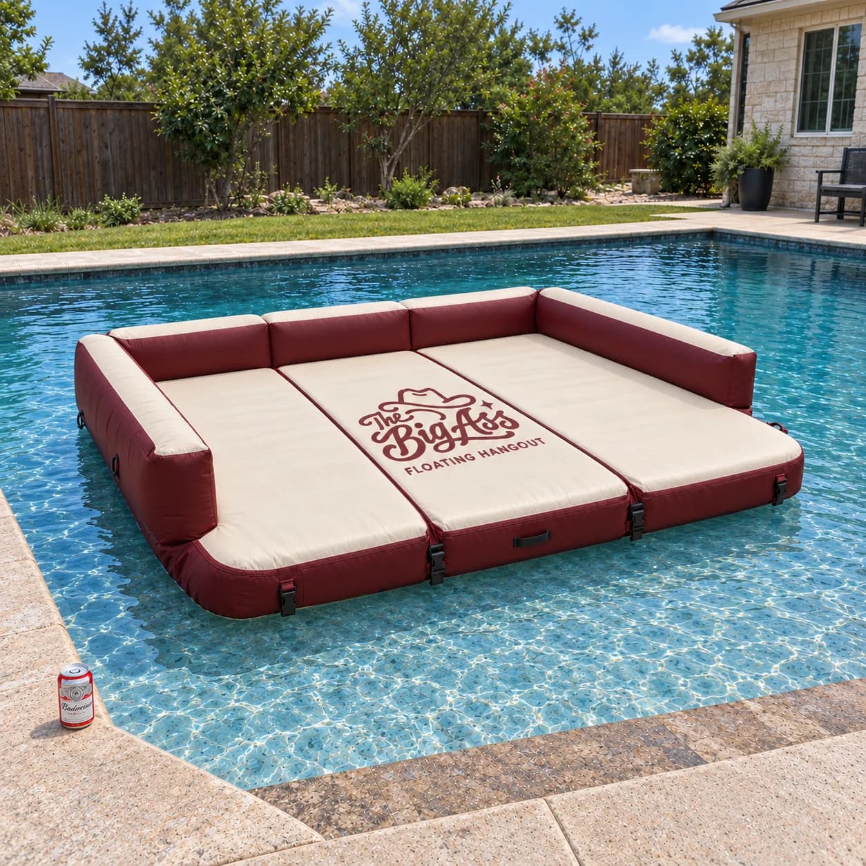 Broad Big Ass Floating Hangout with connected lounging sections.