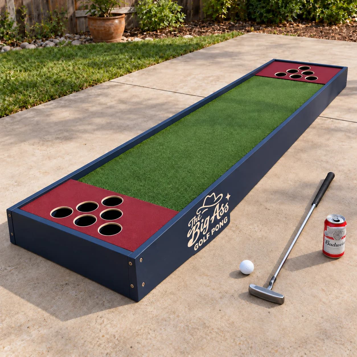 Long Big Ass Golf Pong surface with targets at both ends.