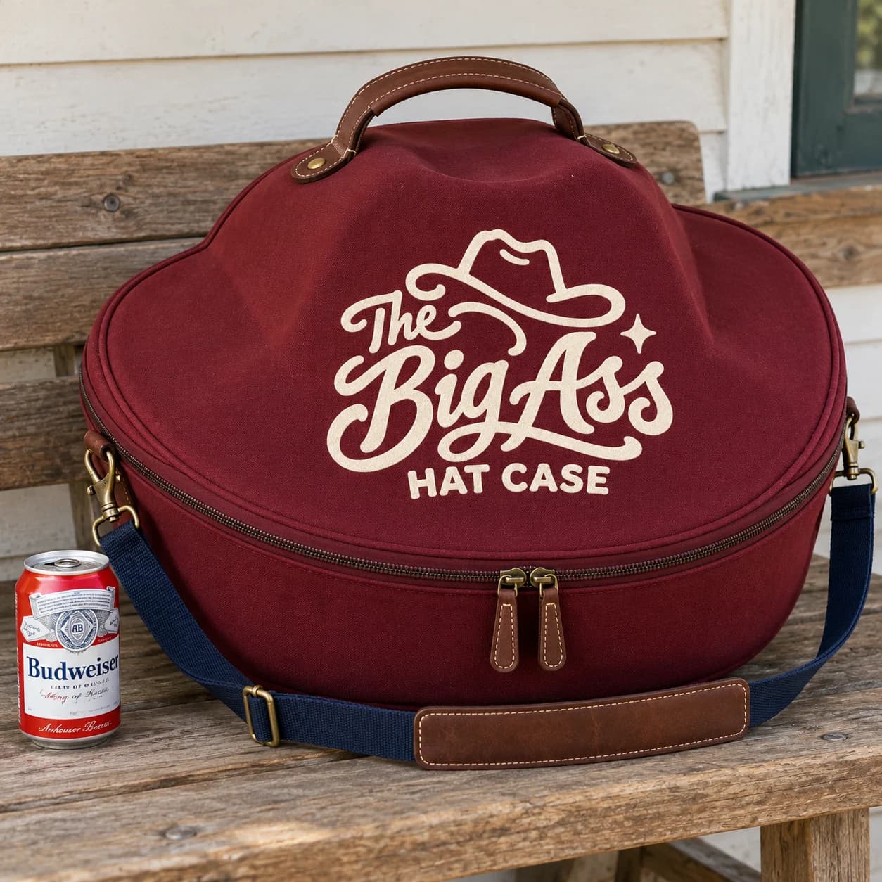 Structured Big Ass Hat Case with a broad brim-shaped body.