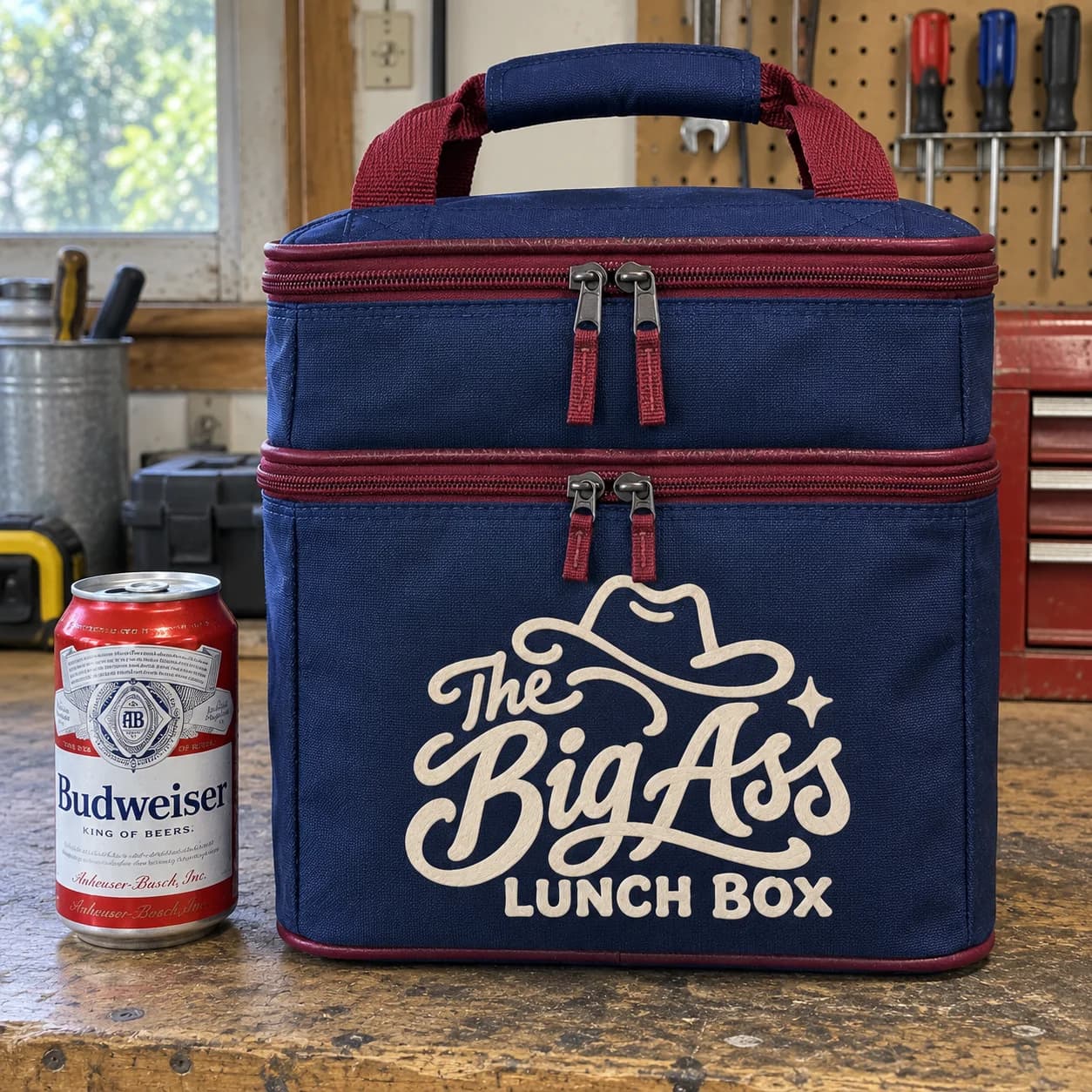 Large two-level Big Ass Lunch Box with carrying handle.