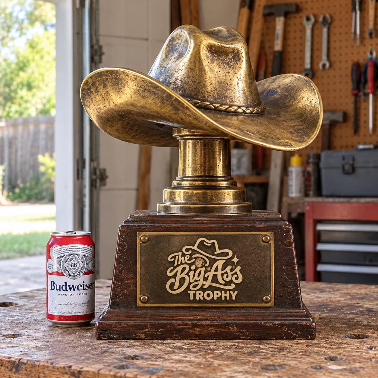 Tall Big Ass Trophy with a Western-themed topper.